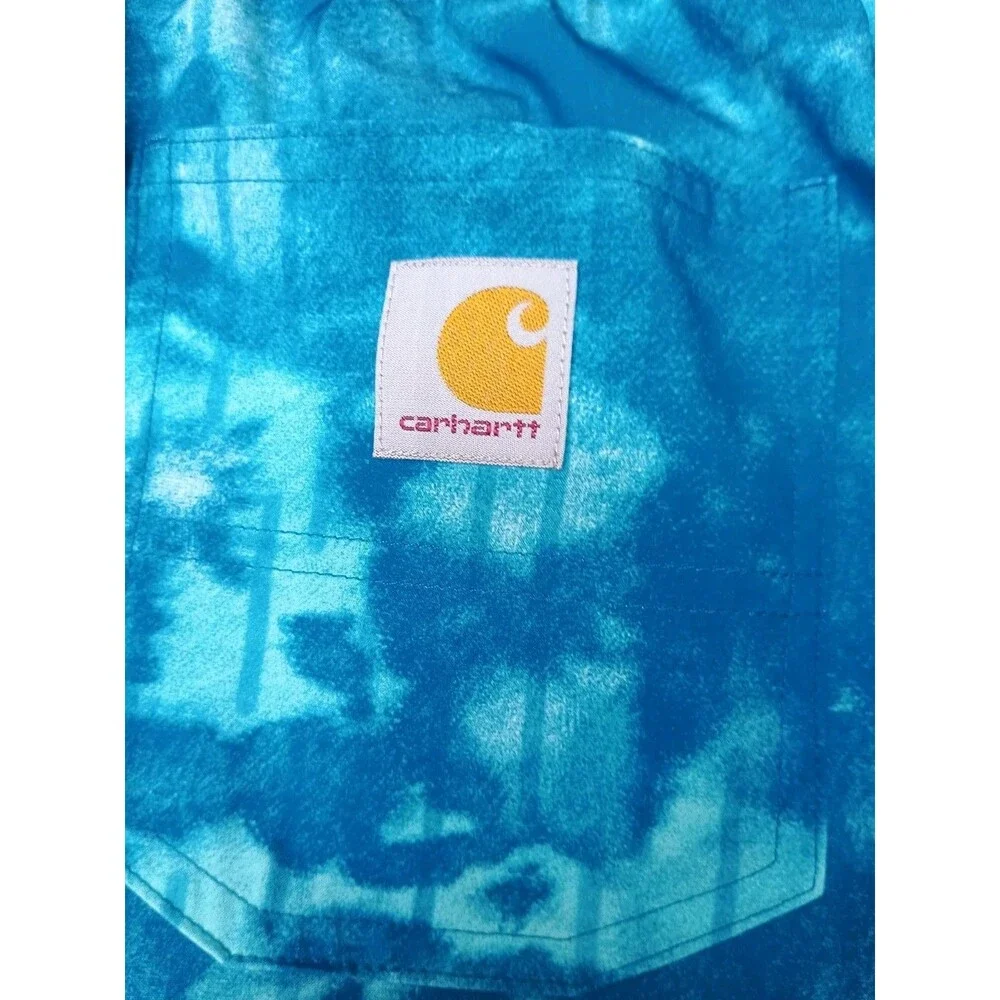 Carhartt Shorts Youth Boys sz L 14/16 Lagoon Blue Elastic Waist Wicking